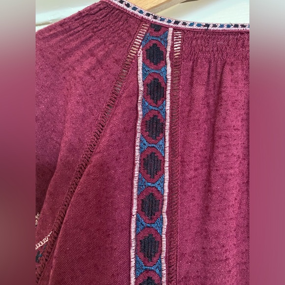 Free People burgundy embroidered tunic dress size M - Picture 6 of 8